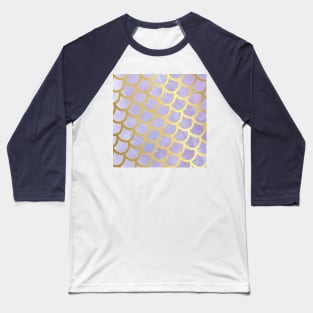Gold Mermaid Scales on Purple Marble Baseball T-Shirt
